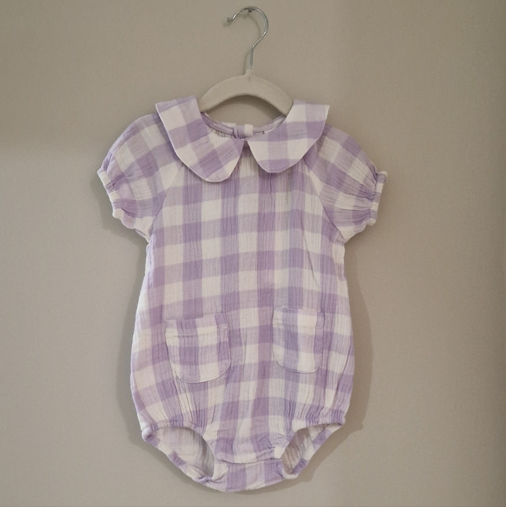 Seed Heritage Purple Checkered Baby Outfit
